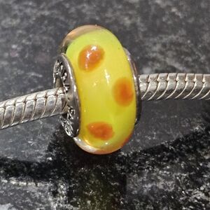 PANDORA Yellow and Orange Polka Dots Charm No. 790623